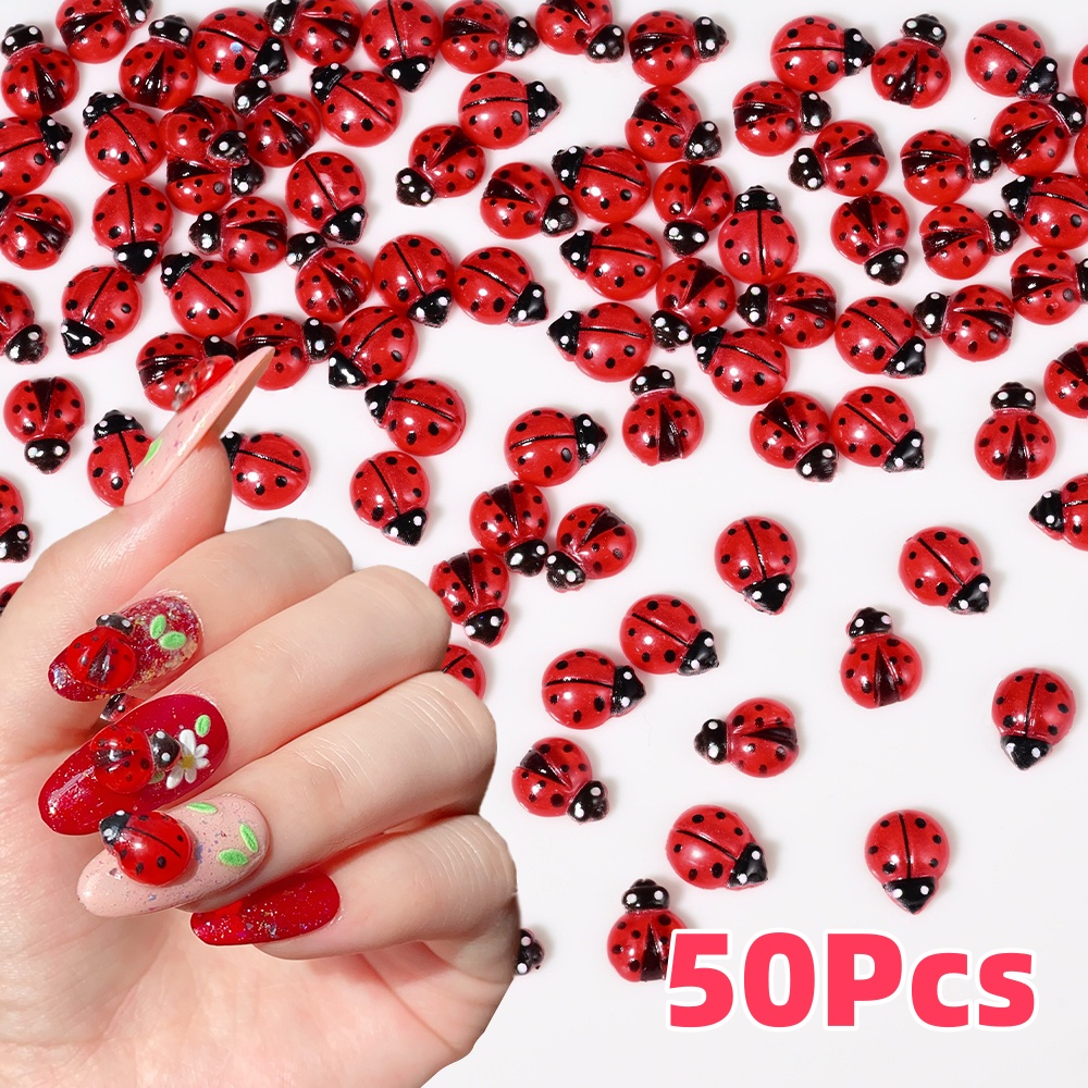 Art Craft Ladybug - 50Pcs 3D 빨간 무당 벌레 네일