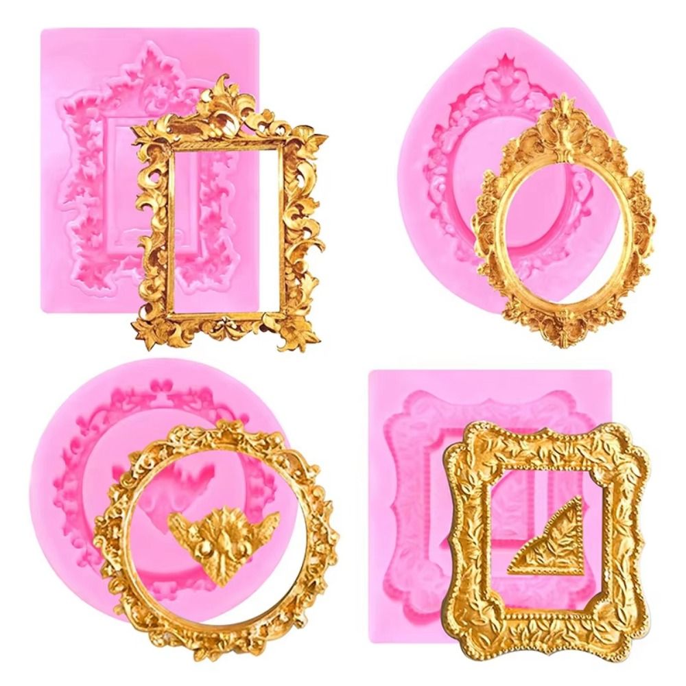 Air Dry Clay - 4Pcs 바로크 사진 프레임 퐁당 몰드