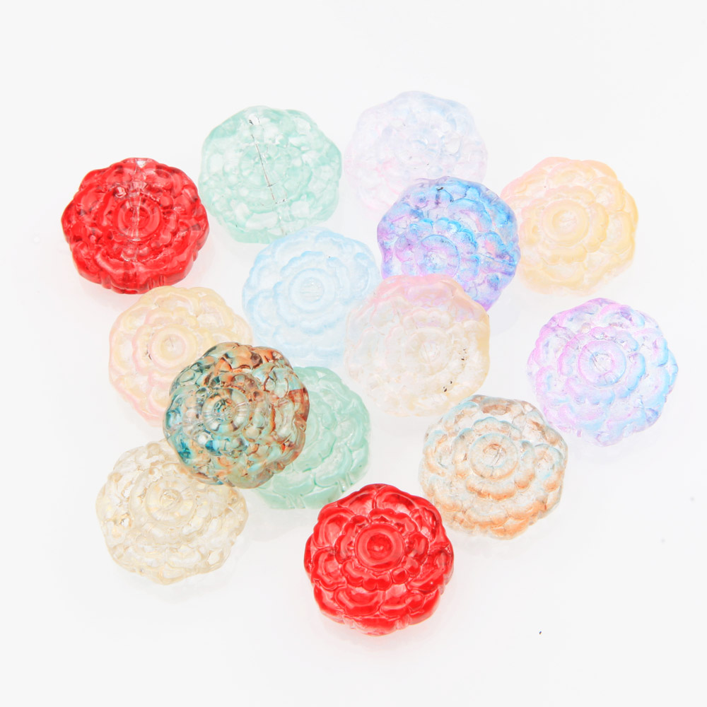 Art Craft Rose - 주얼리 제작용 유리 장미 꽃 비즈,
