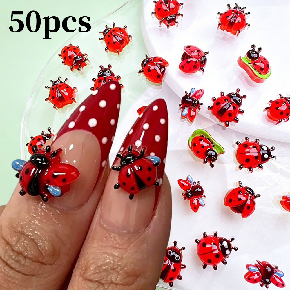 Art Craft Ladybug - 50개 3D 미니 레진 무당벌레 네일아트