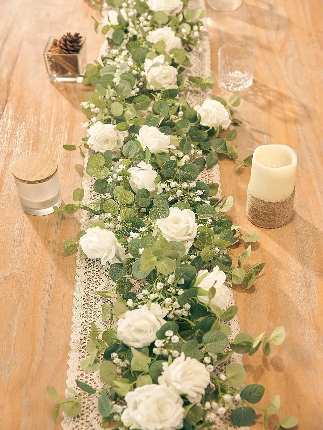Art Craft Rose - 1pc 5.9FT 인공 유칼립투스 포도 나무