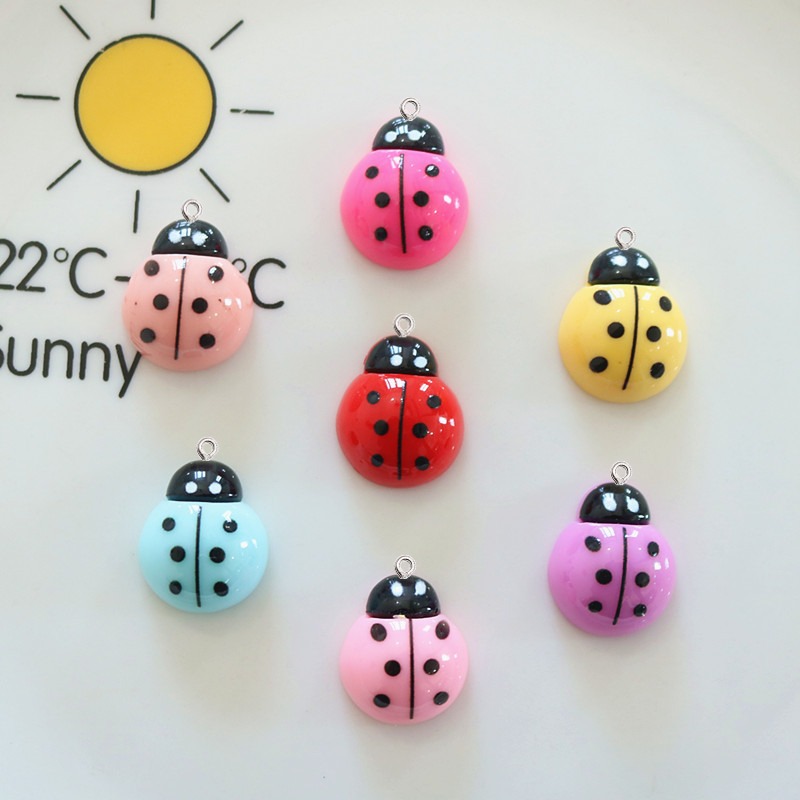 Art Craft Ladybug - 10개 반짝이는 무당벌레 플랫 백 레진
