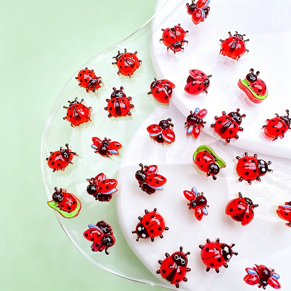 50개 3D 미니 무당벌레 네일 참 장식 귀여운 빨간  - Art Craft Ladybug 리뷰 및 가격