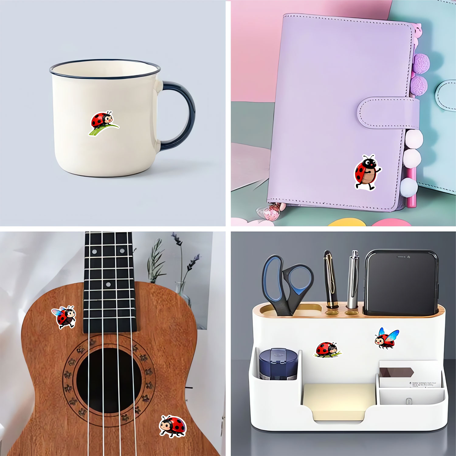 1롤(500개) 10가지 불규칙한 만화 무당벌레 스티커 - Art Craft Ladybug 리뷰 및 가격