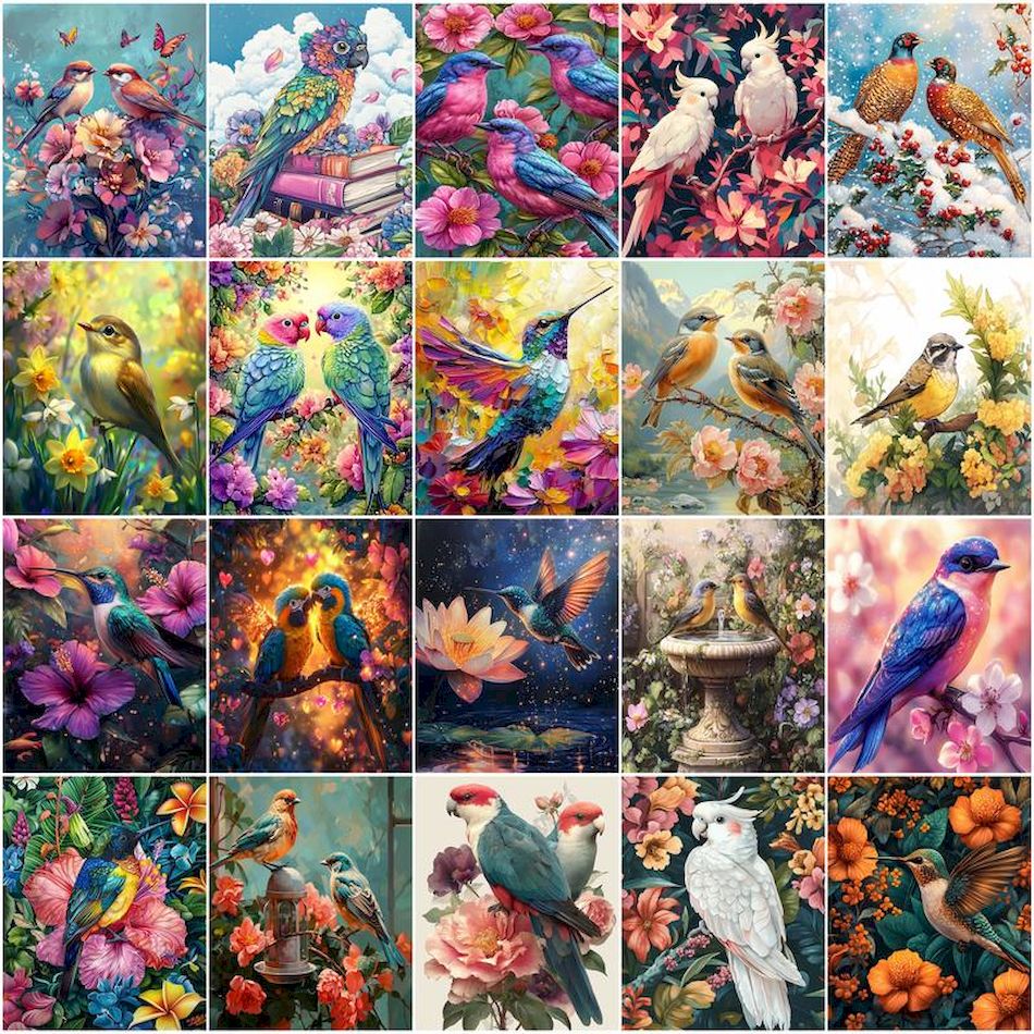 숫자로 GATYZTORY 그림 오일 버드 꽃 덤불 선물 - Art Craft Picture 리뷰 및 가격