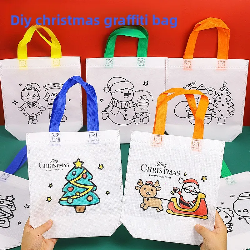 10-100PCS 만화 크리스마스 낙서 토트백 DIY  - Art Craft Doodle 리뷰 및 가격