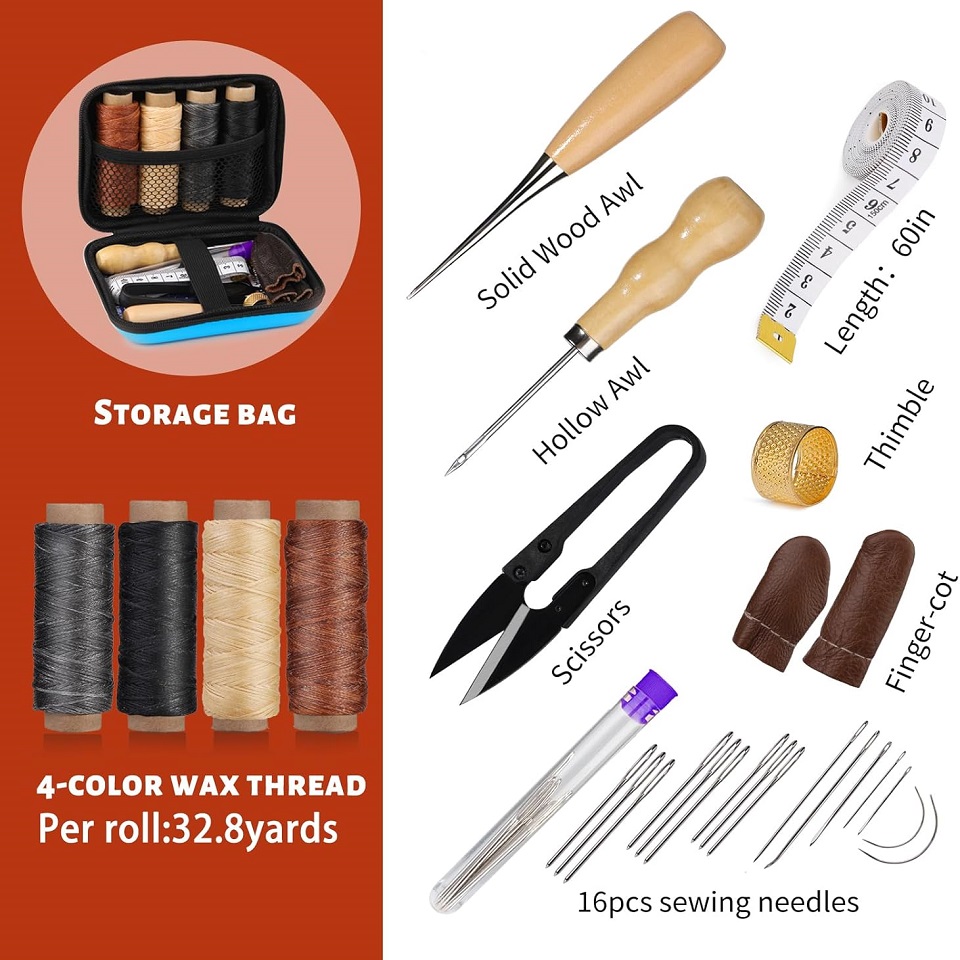 BUDDUR 가죽 재봉 도구 키트, 왁스 스레드 및 바 - Leather Tooling Kit 리뷰 및 가격