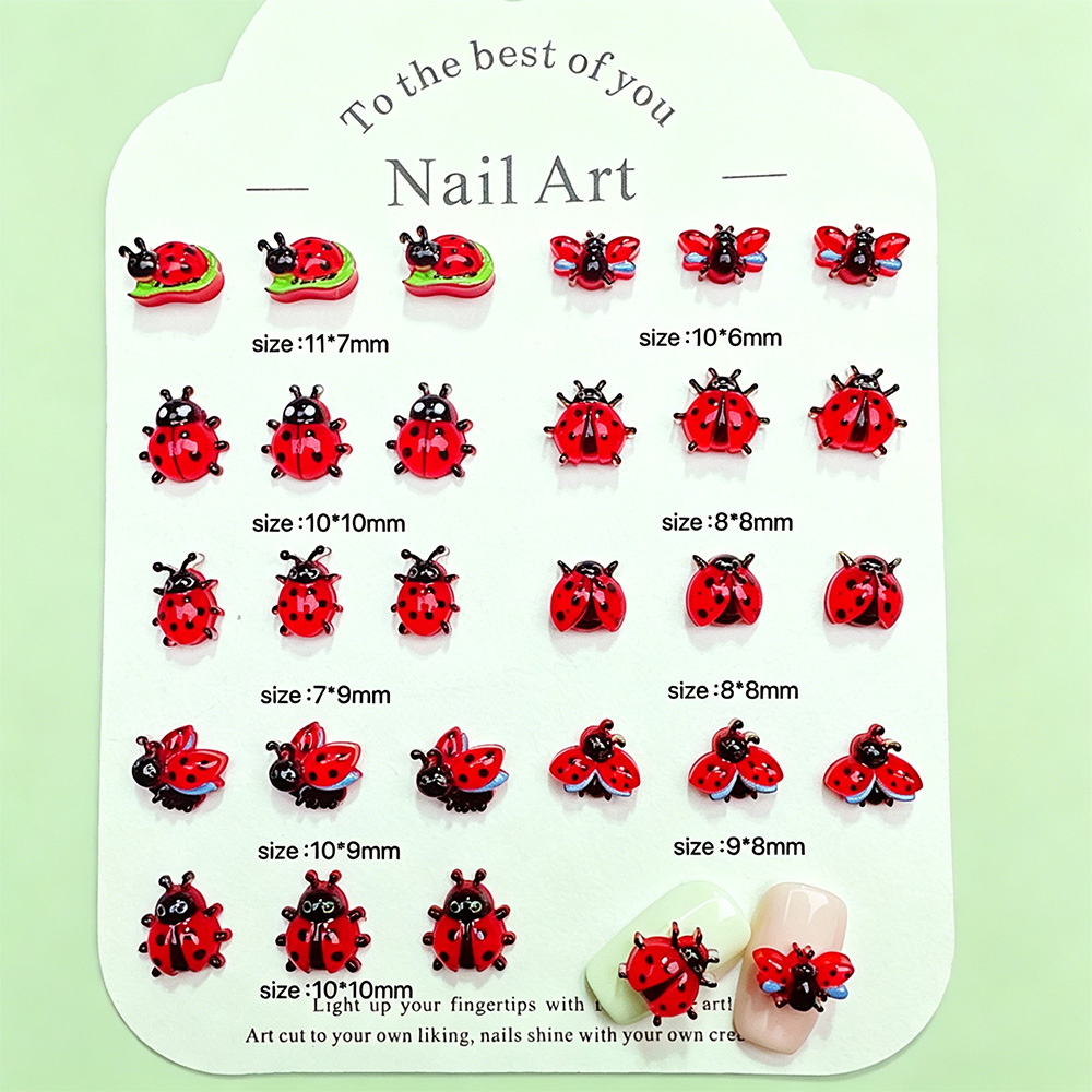 50개 3D 혼합 레드 무당벌레 네일 참 블랙 스팟 비 - Art Craft Ladybug 리뷰 및 가격