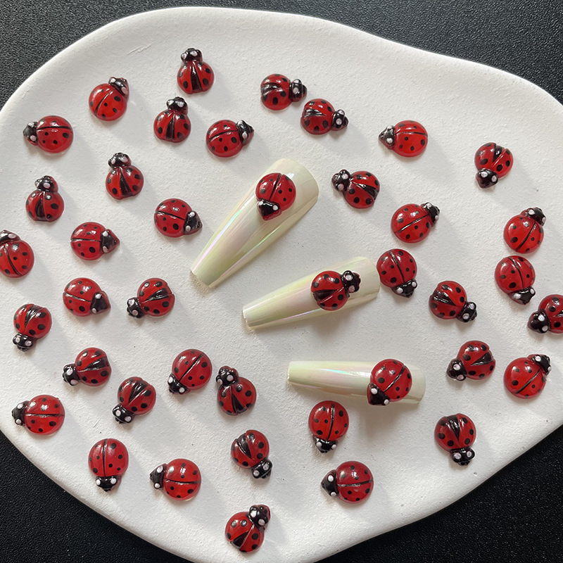 50Pcs 3D 수지 레드 무당벌레 네일 매력 8*10 - Art Craft Ladybug 리뷰 및 가격