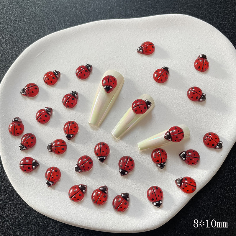 50Pcs 3D 수지 레드 무당벌레 네일 매력 8*10 - Art Craft Ladybug 리뷰 및 가격