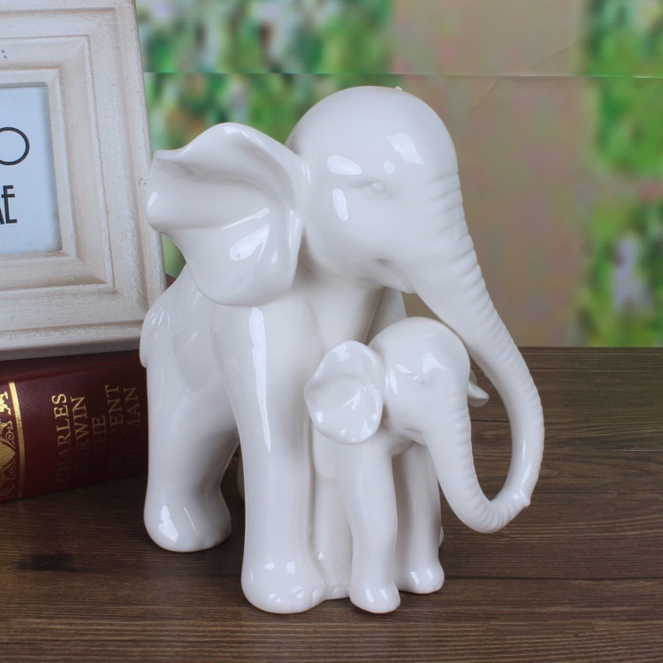 터치 화이트 옥 도자기 코끼리 어머니와 아들 조각 어머 - Art And Craft For Mother'S Day 리뷰 및 가격