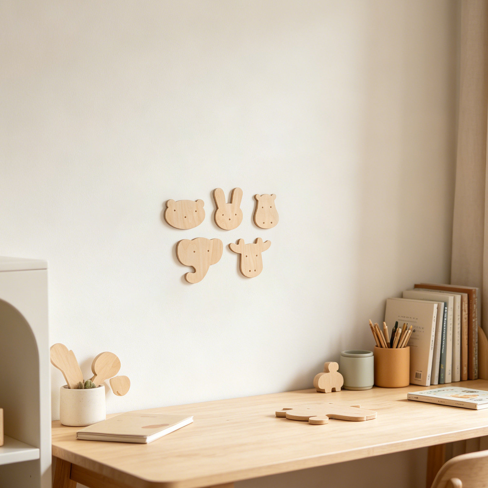 5개입 동물 모양 나무 벽 스티커, 천연 나뭇결 무마감 - Art And Craft For Nursery 리뷰 및 가격