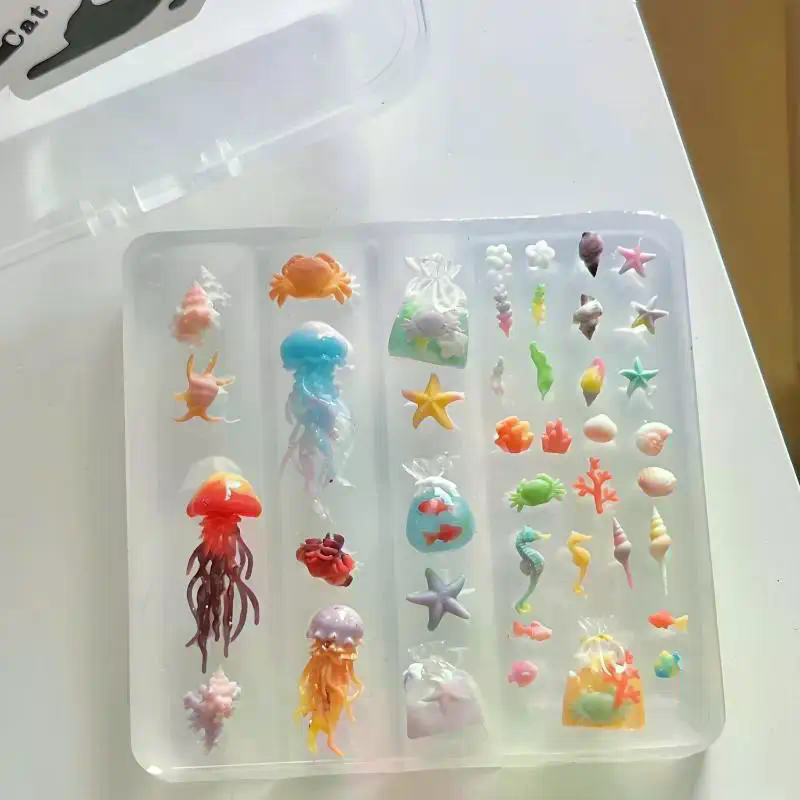 3D 오션 시리즈 실리콘 해파리 불가사리 조개 네일 몰 - Art Craft Jellyfish 리뷰 및 가격
