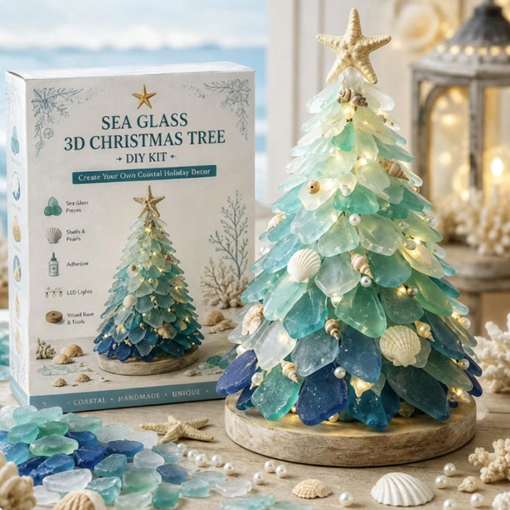 3D 바다 유리 크리스마스 트리 디자인 아트 키트 해변 - Art Craft Christmas Tree 리뷰 및 가격