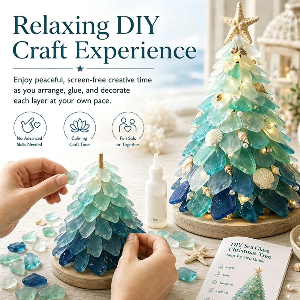 3D 바다 유리 크리스마스 트리 디자인 아트 키트 해변 - Art Craft Christmas Tree 리뷰 및 가격