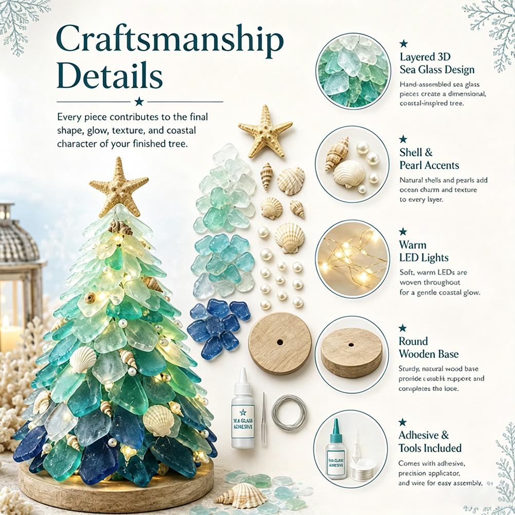3D 바다 유리 크리스마스 트리 디자인 아트 키트 해변 - Art Craft Christmas Tree 리뷰 및 가격