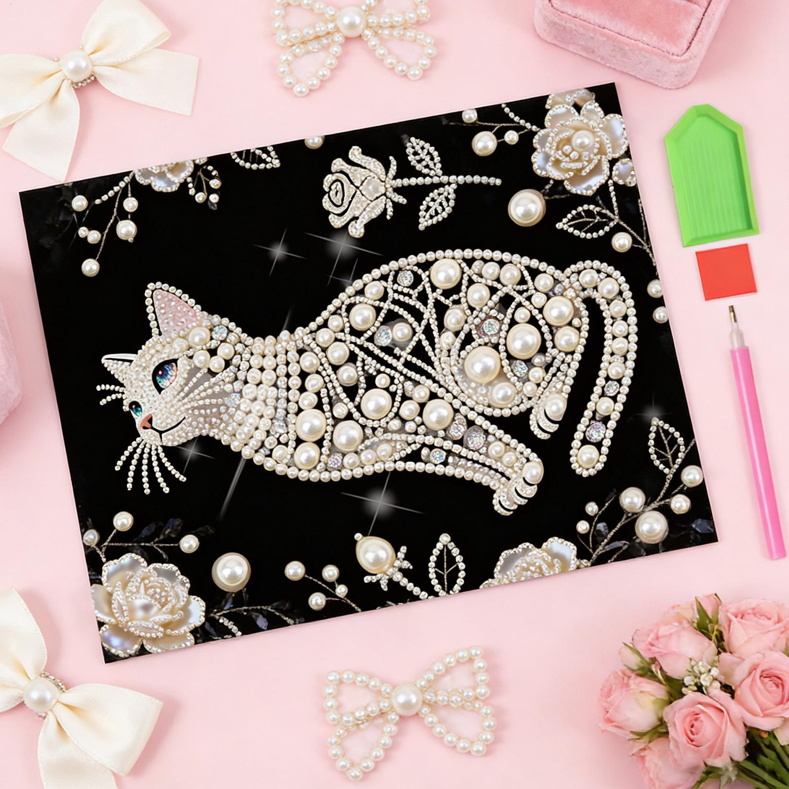 고양이 모양 진주 페인팅 키트 DIY 비즈 프레임리스  - Art And Craft For Mother'S Day 리뷰 및 가격