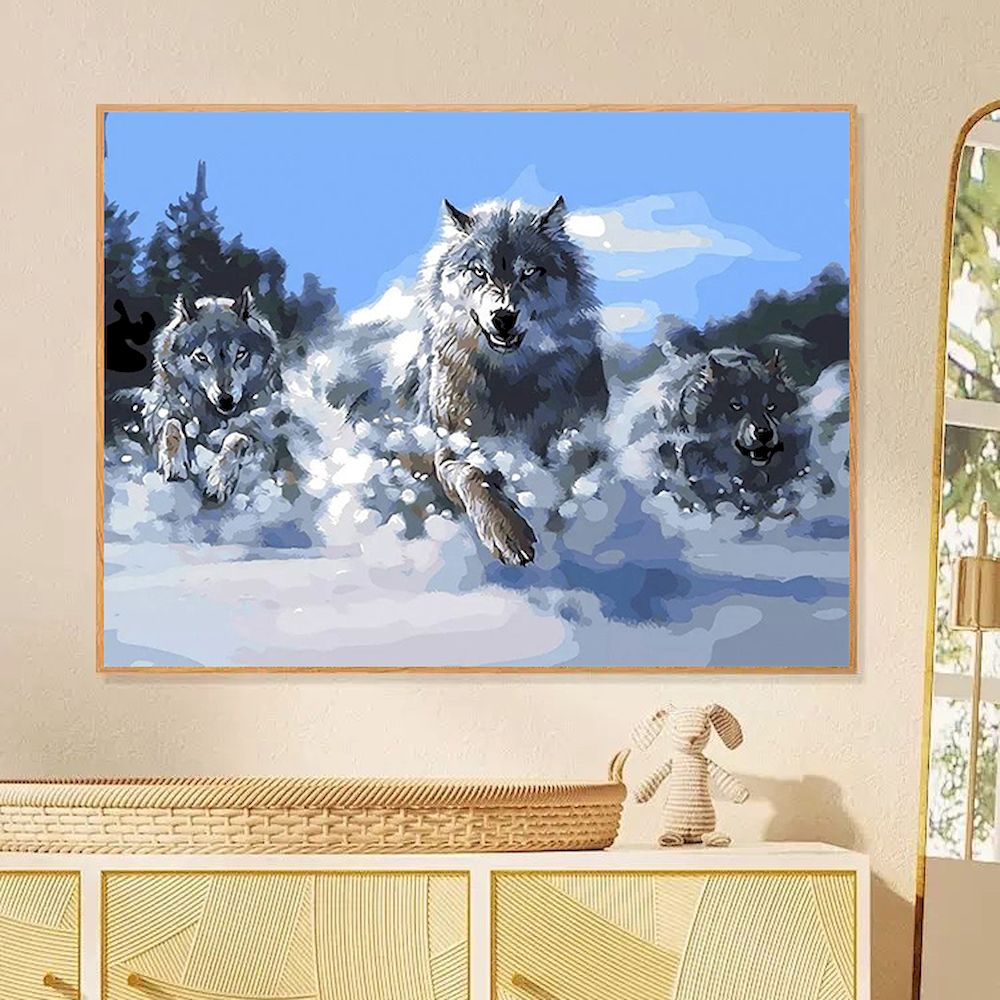 숫자로 그림 성인을위한 늑대 오일 그림 DIY 공예 키 - Art Craft Picture 리뷰 및 가격