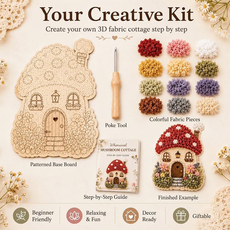 3D 버섯집 포케 아트 DIY 키트 패브릭 펀치 니들  - Art Craft Home 리뷰 및 가격