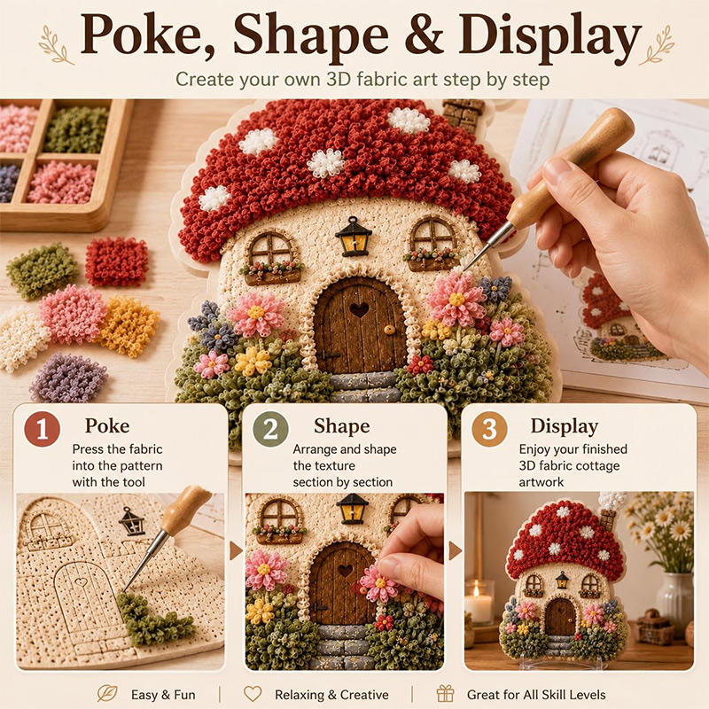 3D 버섯집 포케 아트 DIY 키트 패브릭 펀치 니들  - Art Craft Home 리뷰 및 가격