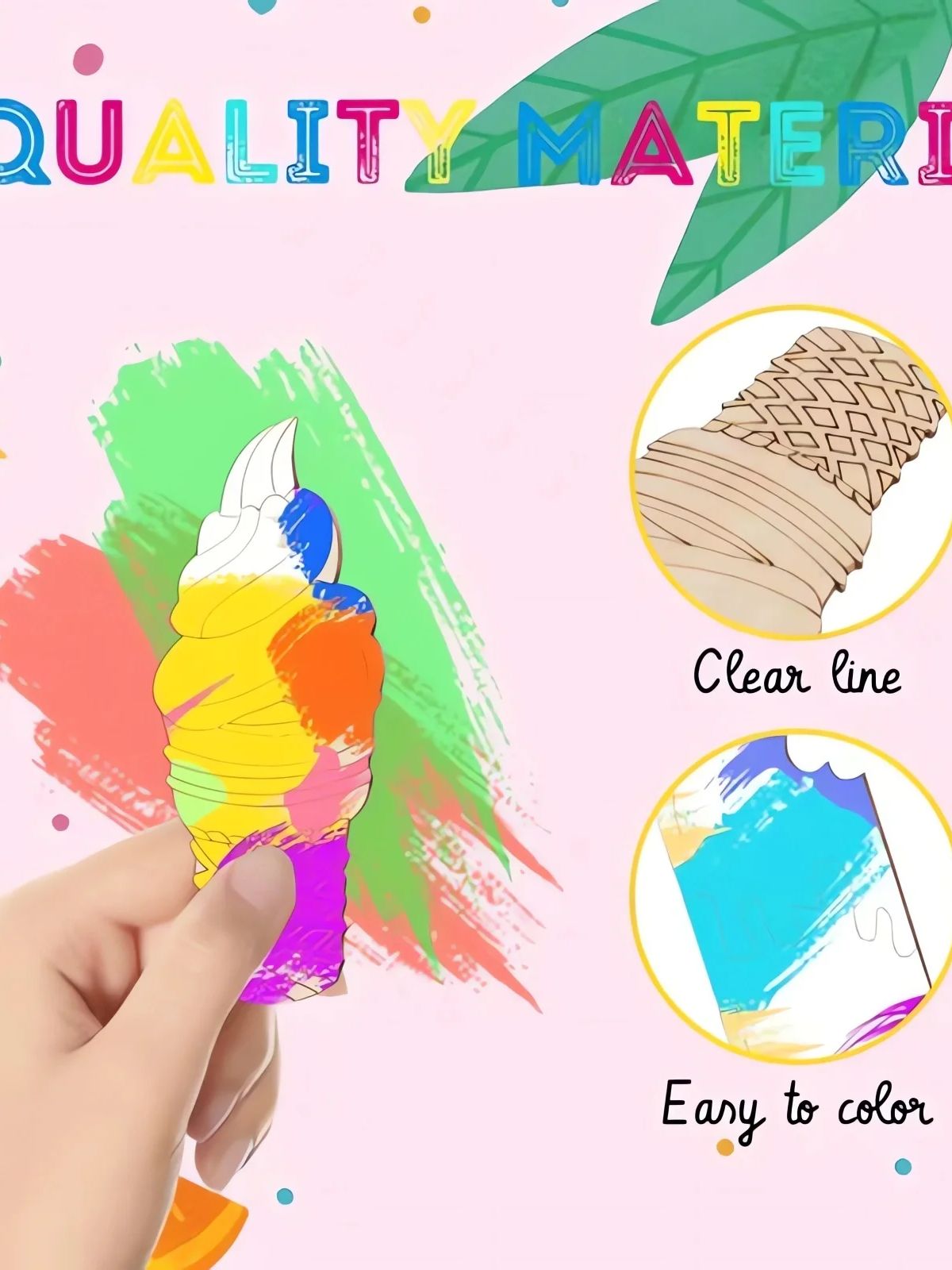 여름 DIY 아이스크림 우드 컷 아웃, 빈 낙서 우드  - Art Craft Doodle 리뷰 및 가격