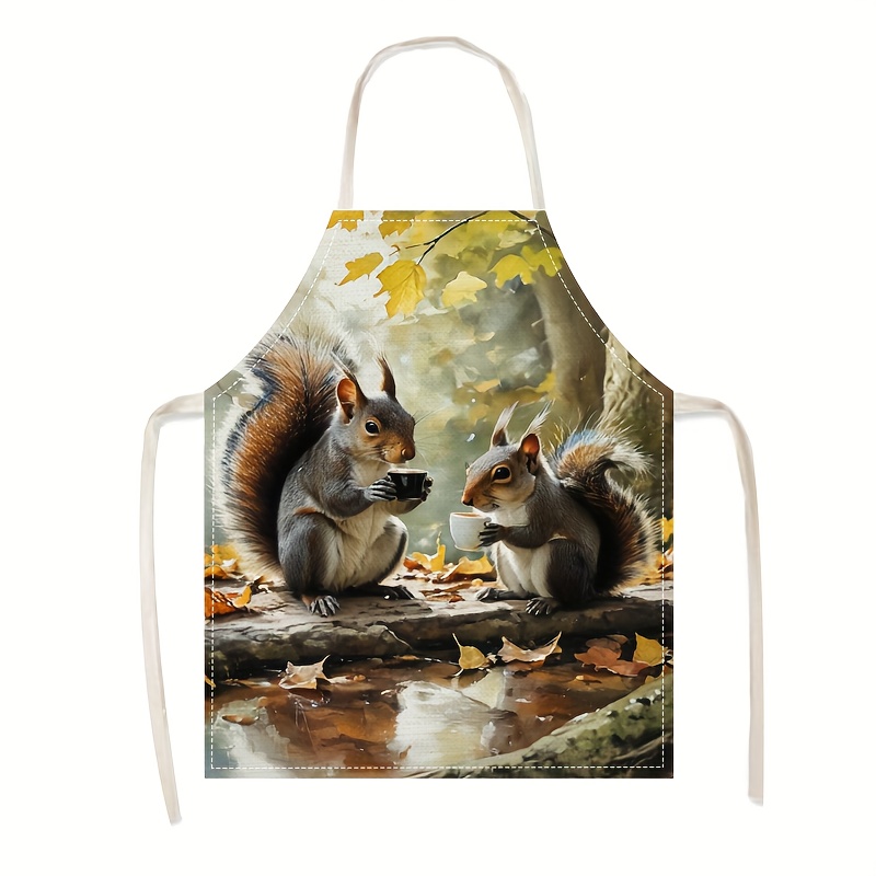 린넨 앞치마 다람쥐 커피 장면 프린트 주방 요리 베이킹 - Art Craft Gift Ideas 리뷰 및 가격