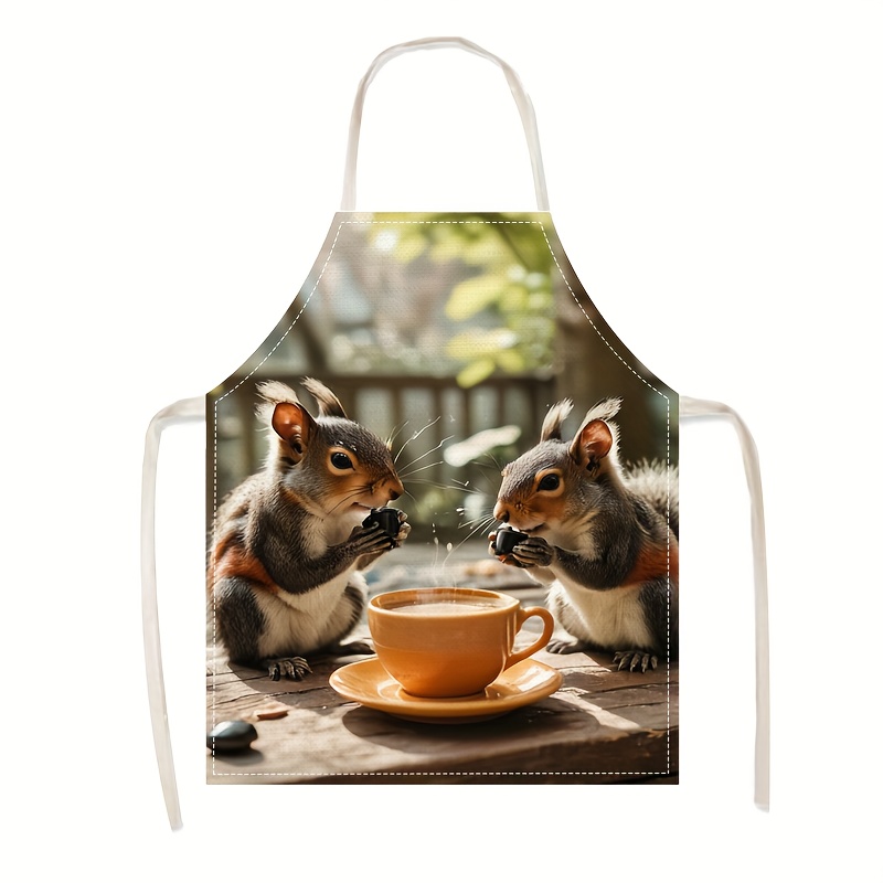 린넨 앞치마 다람쥐 커피 장면 프린트 주방 요리 베이킹 - Art Craft Gift Ideas 리뷰 및 가격