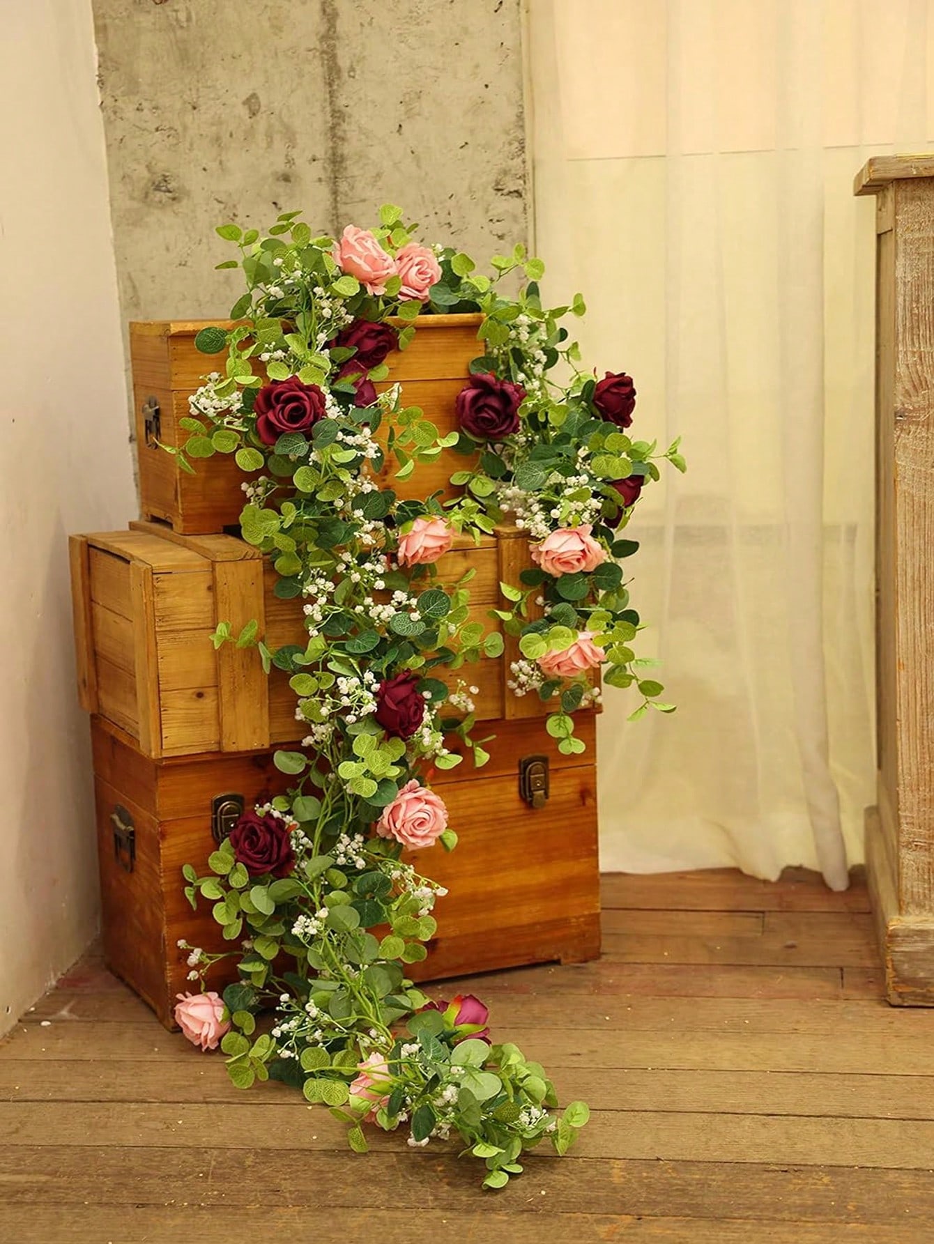 1pc 5.9FT 인공 유칼립투스 포도 나무 가짜 장미 - Art Craft Rose 리뷰 및 가격