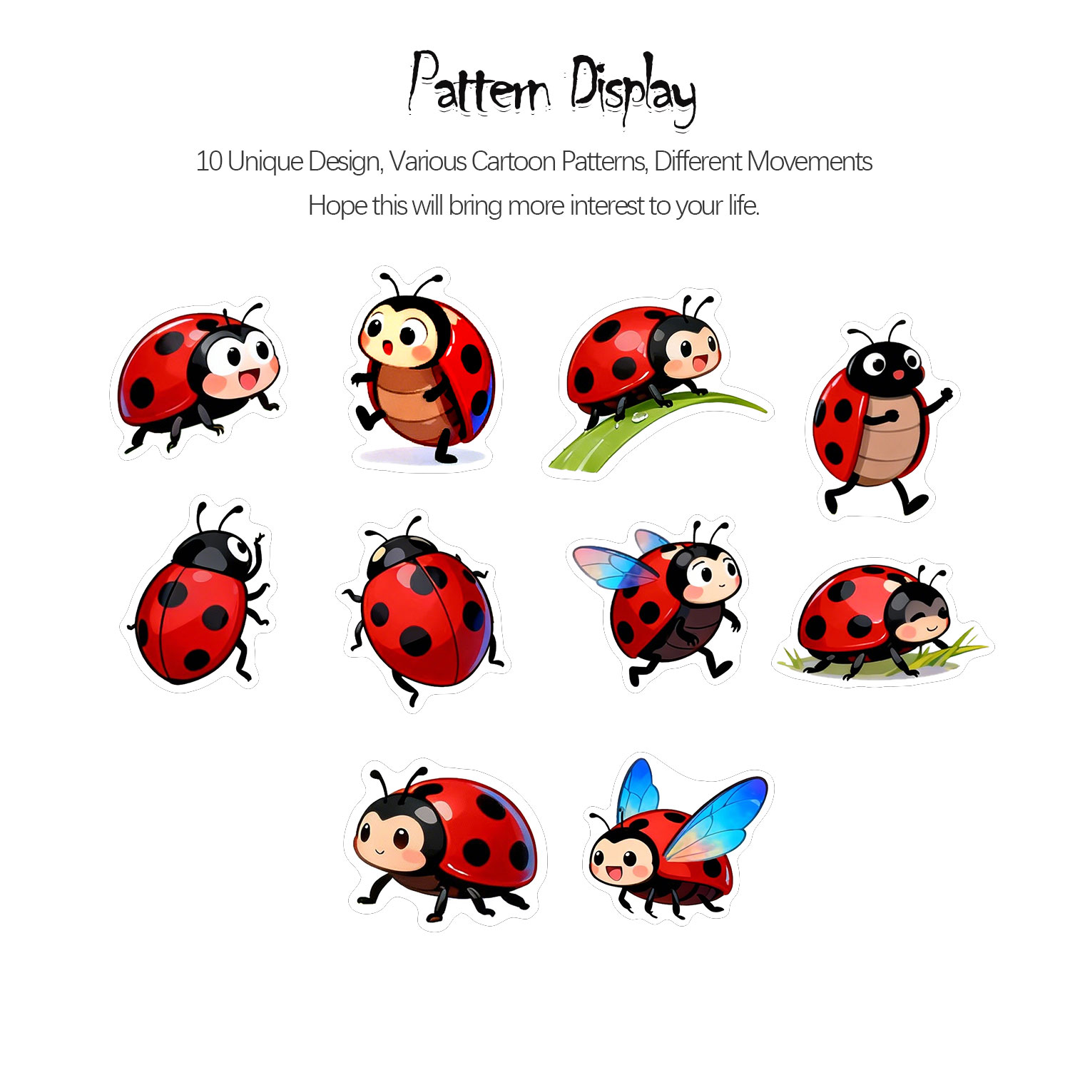 1롤(500개) 10가지 불규칙한 만화 무당벌레 스티커 - Art Craft Ladybug 리뷰 및 가격