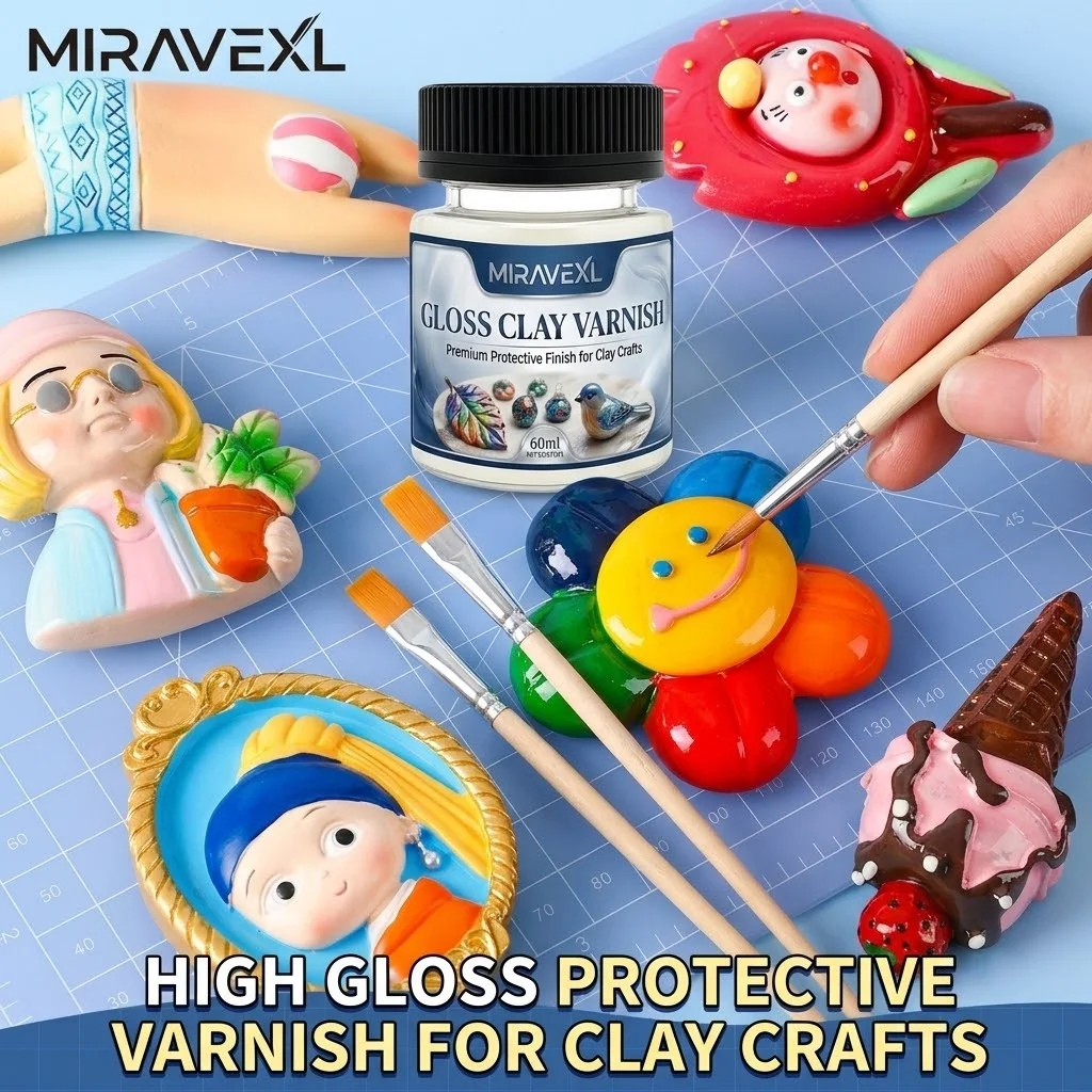 MIRAVEXL 고광택 클레이 바니시 세트(브러시 2개 - Air Dry Clay 리뷰 및 가격