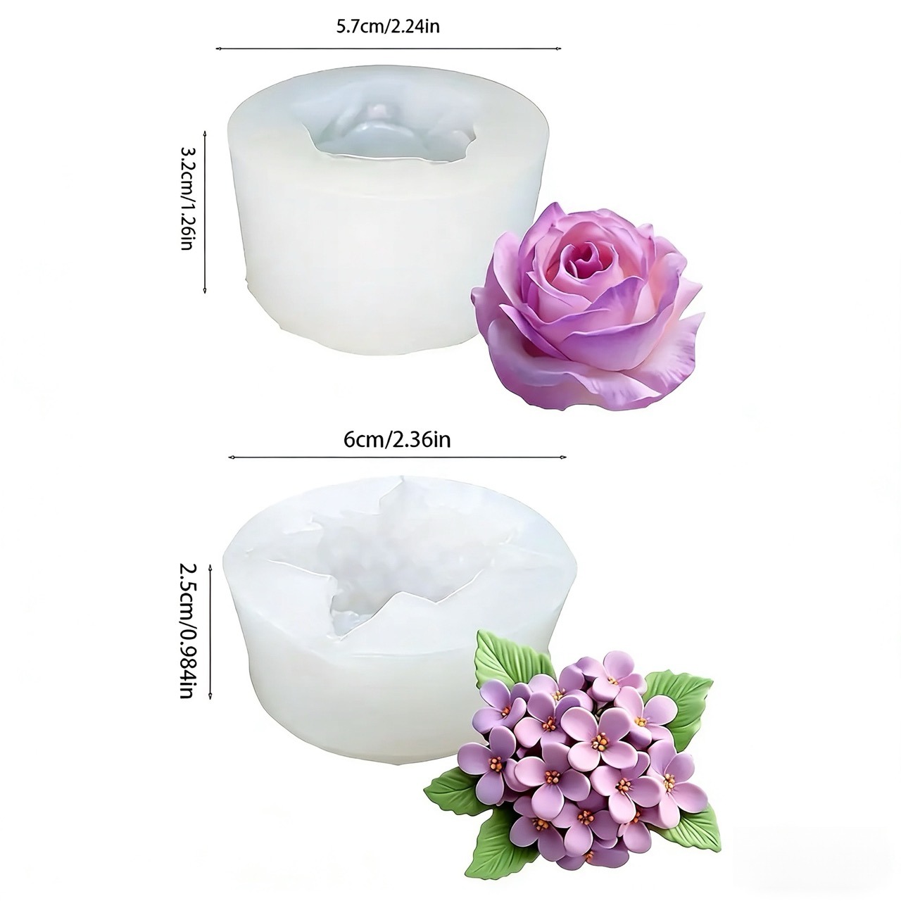 3D 장미 라일락 꽃 실리콘 몰드 2개, 레진 및 양초 - Art Craft Rose 리뷰 및 가격