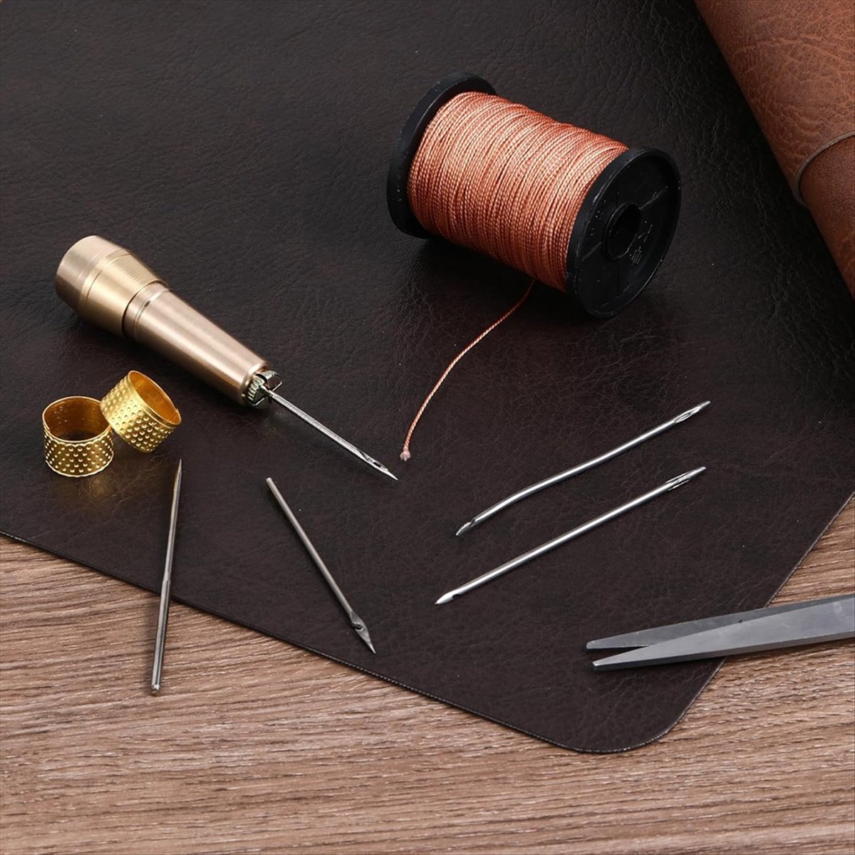 9개 가죽 바느질 도구 세트 구리 손잡이와 6개 바늘  - Leather Tooling Kit 리뷰 및 가격