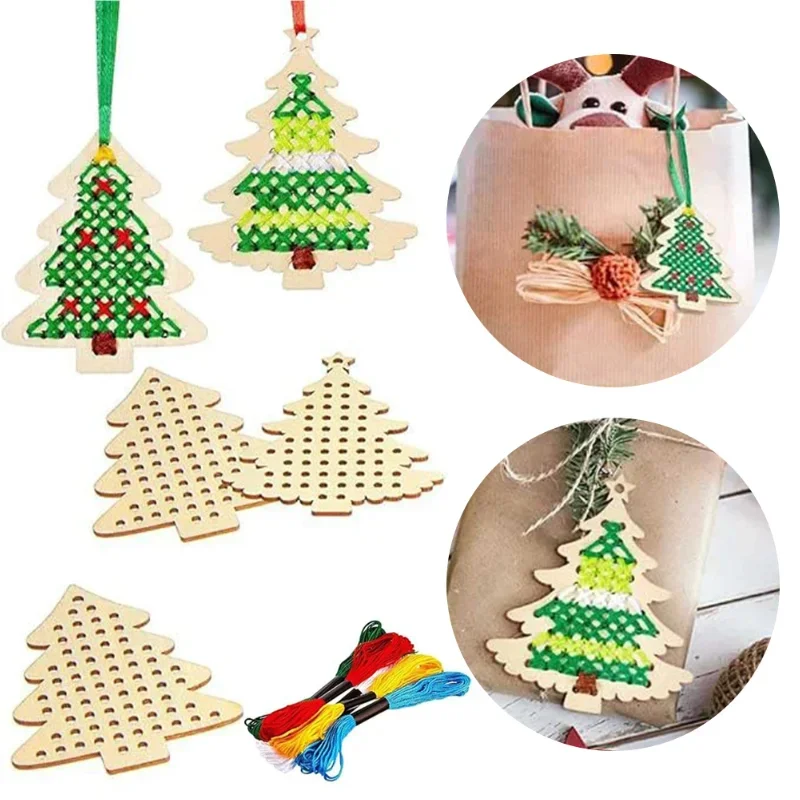고품질 12세트 DIY 바느질 나무 펜던트 십자수 키트 - Art Craft Christmas Tree 리뷰 및 가격