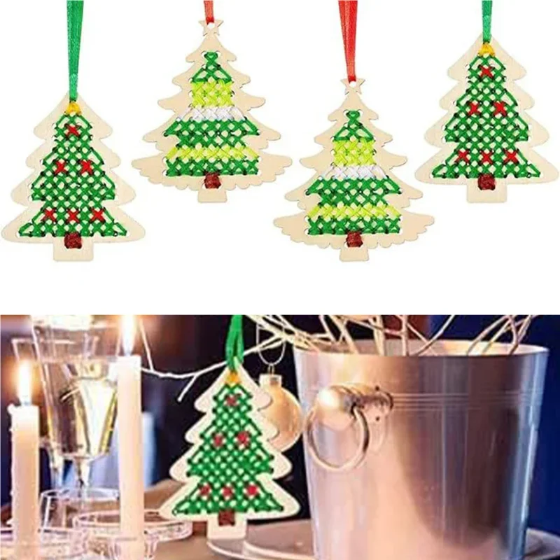 고품질 12세트 DIY 바느질 나무 펜던트 십자수 키트 - Art Craft Christmas Tree 리뷰 및 가격