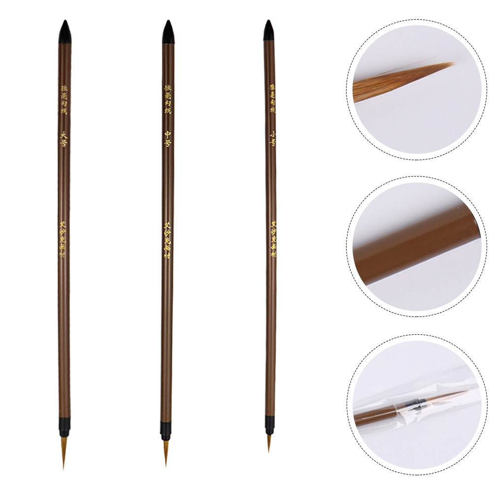3Pcs 늑대 머리카락 라인 드로잉 펜 나무 손잡이 인 - Watercolor Brush Pen 리뷰 및 가격