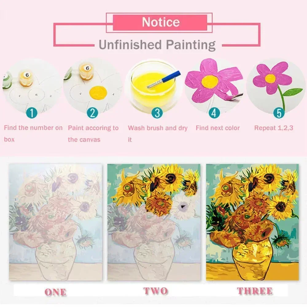 숫자로 그리는 유화 꽃 그림 디지털 페인팅 캔버스 아트 - Art Craft Picture 리뷰 및 가격