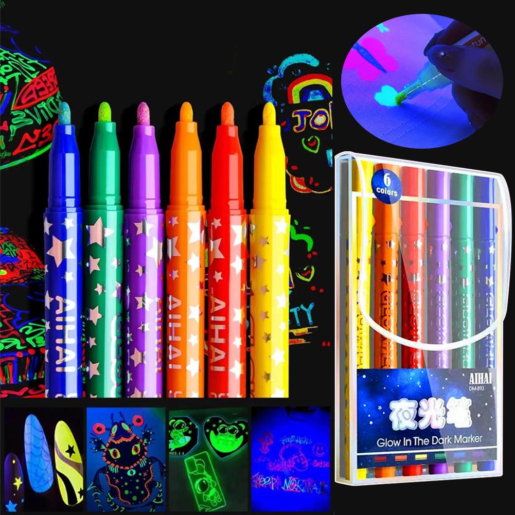 6가지 색상 야광 형광 마커 펜, 수성 발광 네온 낙서 - Art Craft Doodle 리뷰 및 가격