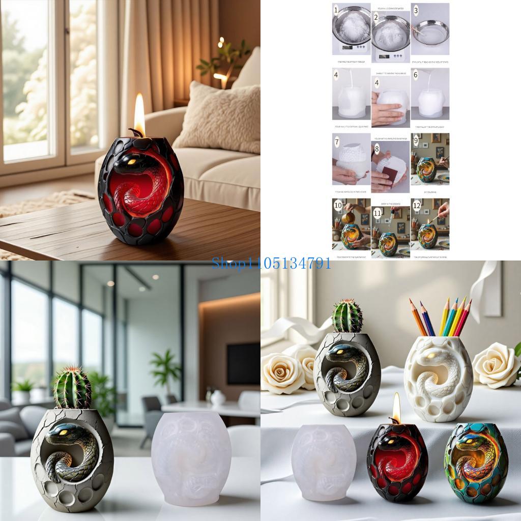 98km 크리 에이 티브 뱀 패턴 실리콘 화분 금형 화 - Art Craft Gift Ideas 리뷰 및 가격